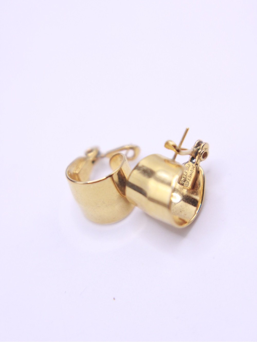 Monet Shiny Gold tone Wide Pierced Hoop Earrings